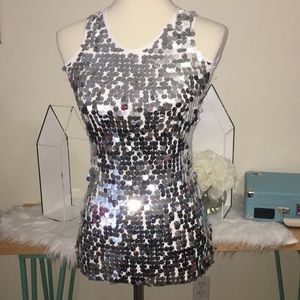 White Sequin Dance Top Size Child Large